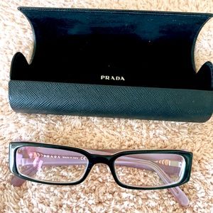 Prada reading glasses black with lavender inside the frames